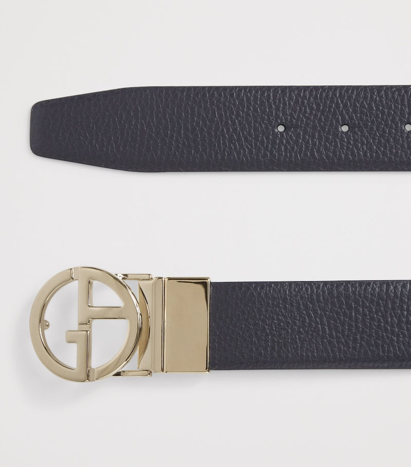 Giorgio Armani leather logo belt 3cm calfskin, imported from the UK