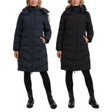Pajar ladies long down coat in black and navy, imported from the UK