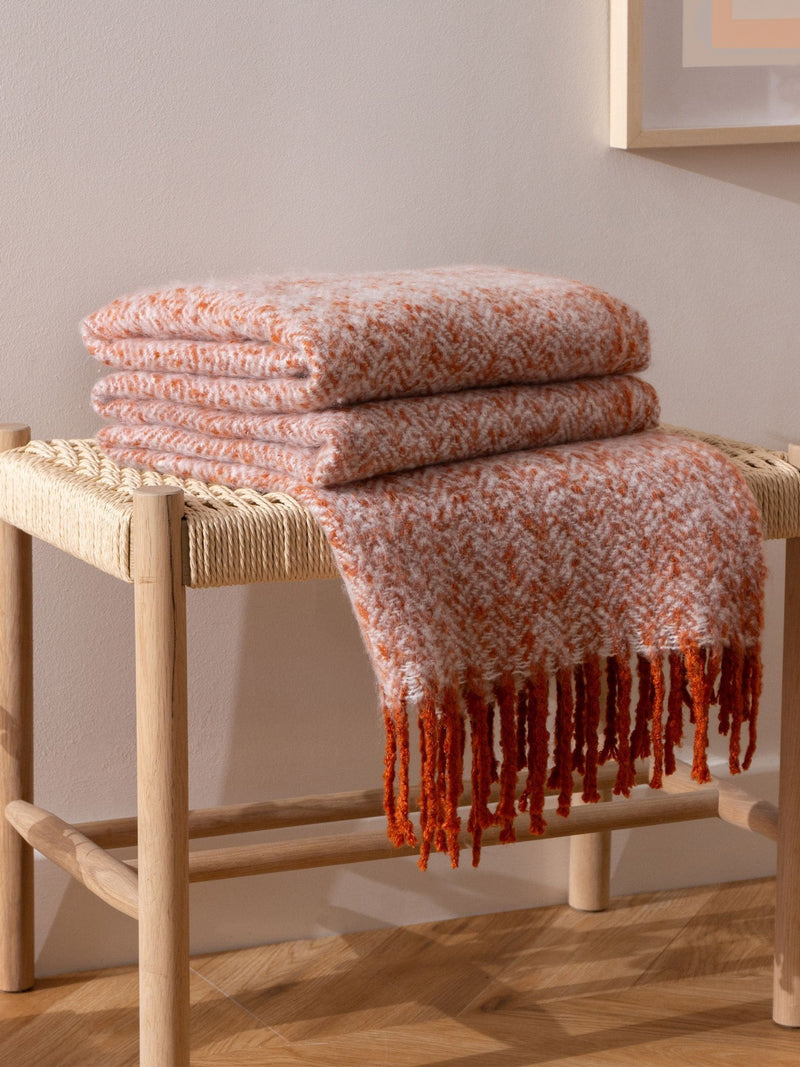 Furn herringbone throw rust orange 130x180cm, UK version