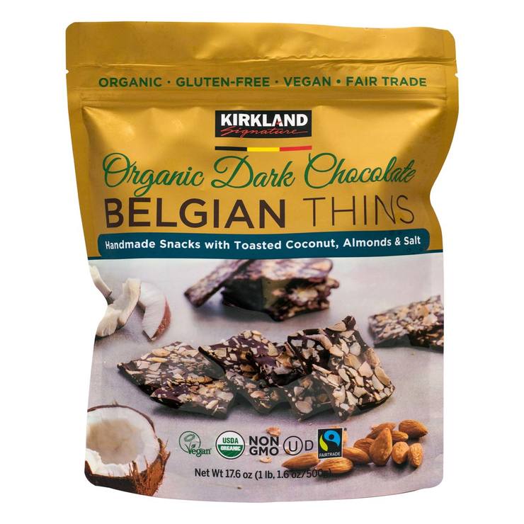 Kirkland Signature Belgian Chocolate Thins Coconut Almond 500g