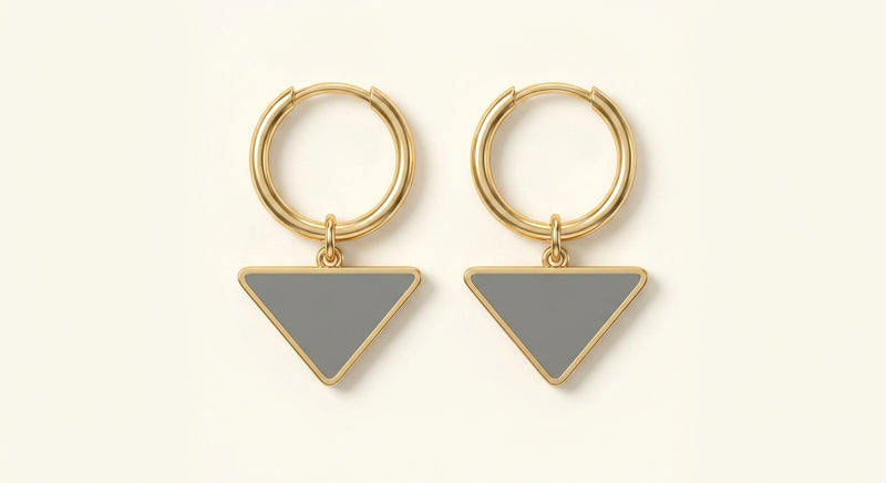 Prada enamel triangle hoop earrings 3cm, UK version