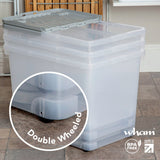 Wham storage box 80 litre clear with wheels, UK version