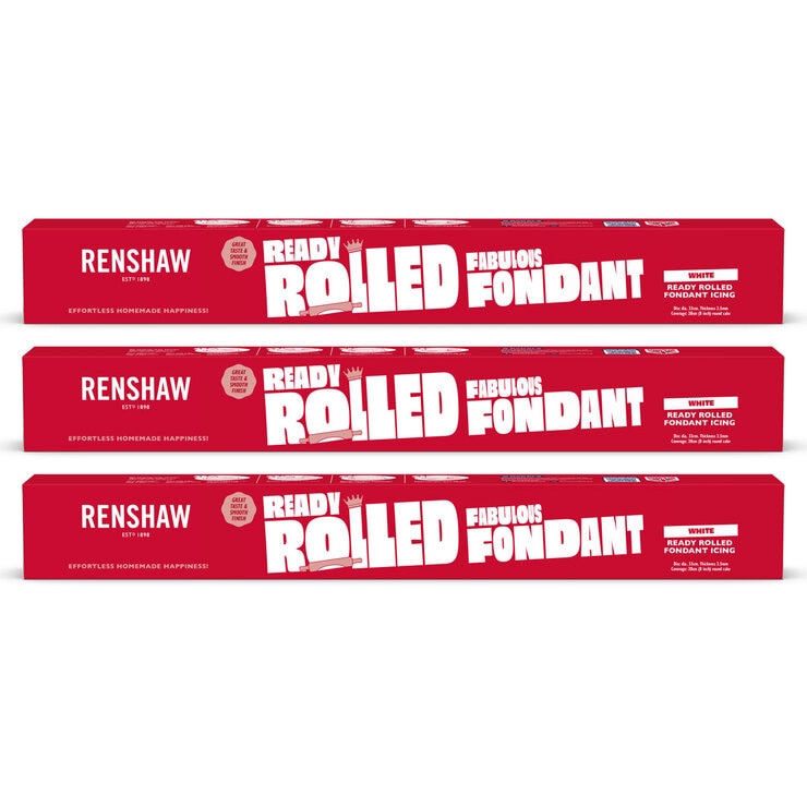 Renshaws White Fondant Icing 3 Pack, imported from the UK