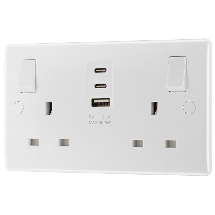Masterplug double USB socket pack of 2 (British brand)
