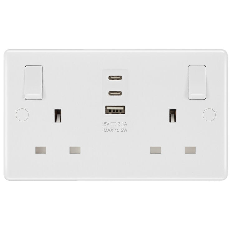 Masterplug double USB socket pack of 2 (British brand)
