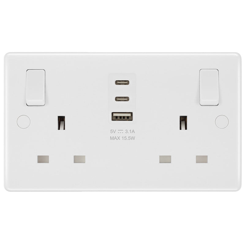 Masterplug double USB socket pack of 2 (British brand)