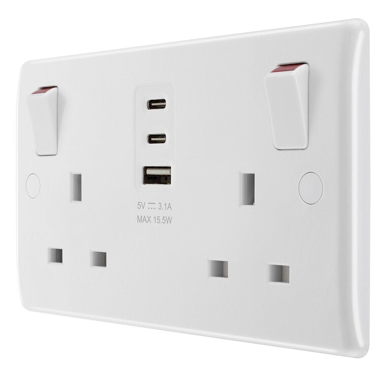 Masterplug double USB socket pack of 2 (British brand)