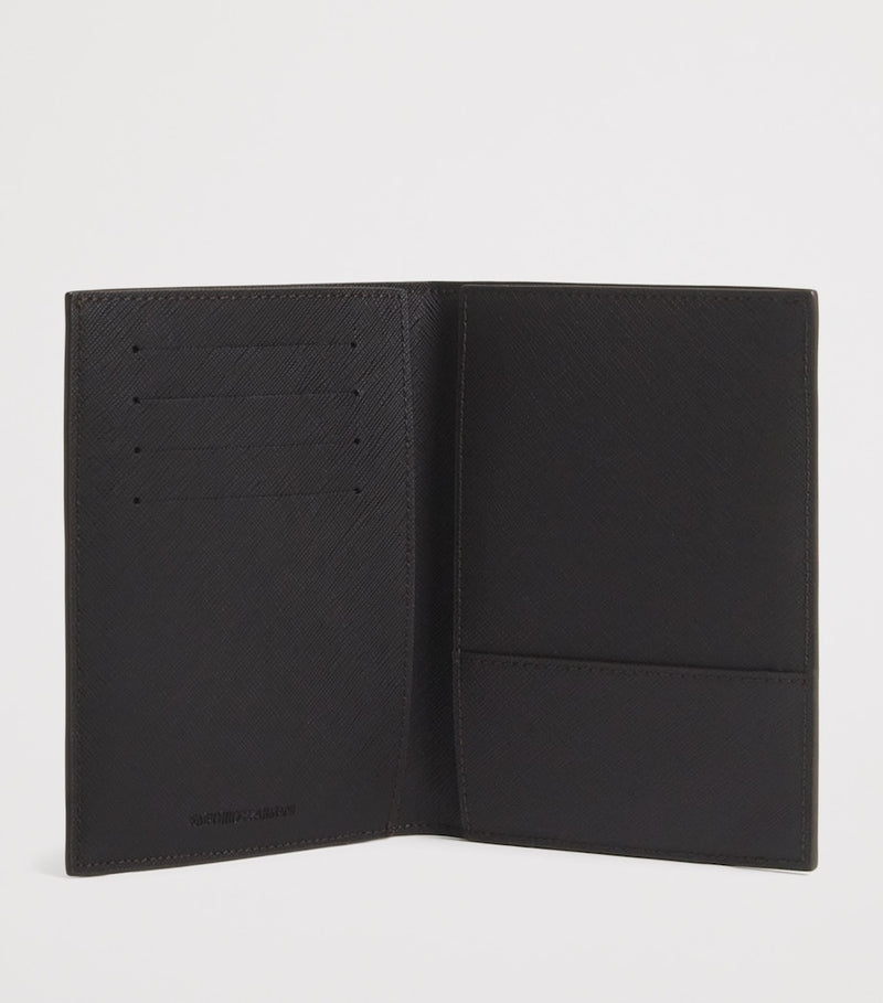 Emporio Armani grained leather passport holder - British product