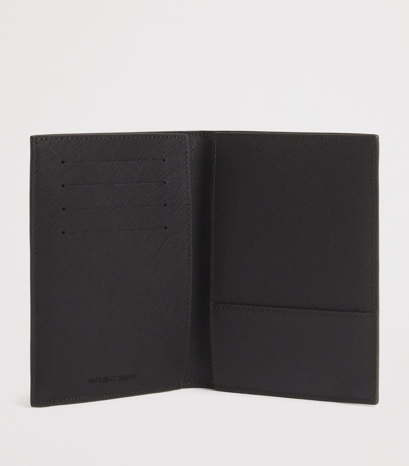 Emporio Armani grained leather passport holder - British product