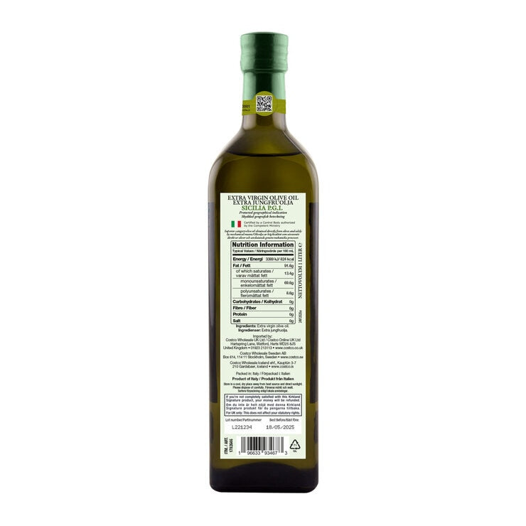 Kirkland Signature Olive Oil Extra Virgin 1L, UK version