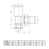 Ultraheat radiator valve cylindrical-25 manual pair (British brand)
