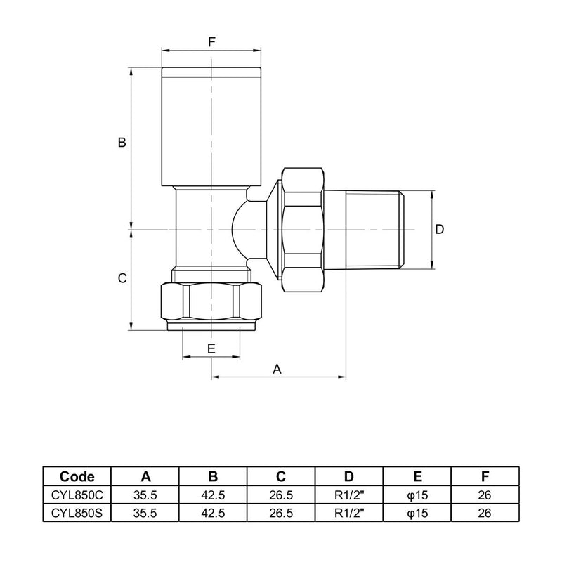 Ultraheat radiator valve cylindrical-25 manual pair (British brand)