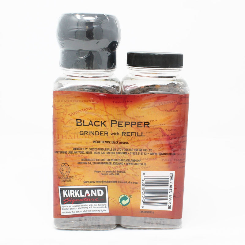 Kirkland Signature black pepper grinder with refill 357g, UK version