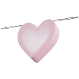 Glow heart wooden LED string lights pink 4.35m, UK version
