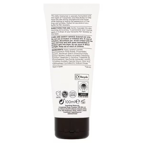 Me+ peptide moisturiser 100ml tube, imported from the UK