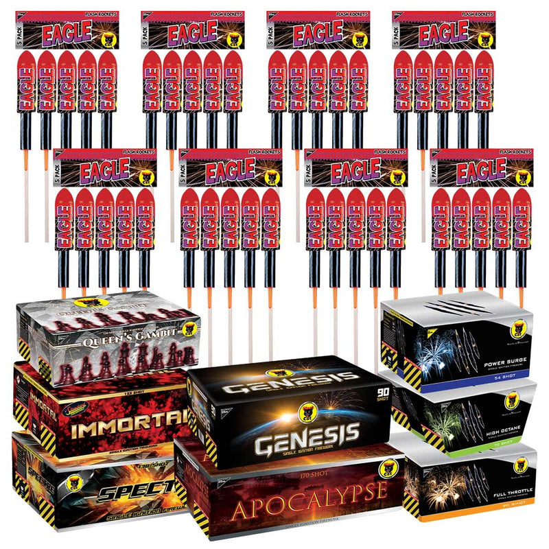 Black Cat Greatest Show firework display kit with 48 pieces - British product