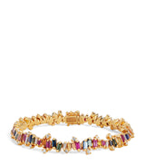 Harrods Suzanne Kalan Yellow Gold Diamond and Rainbow Sapphire Bold Burst Tennis Bracelet 18cm- Buy online at McGrocer