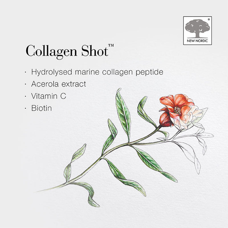 New Nordic Collagen Shot berry flavour 15 sachets, imported from the UK