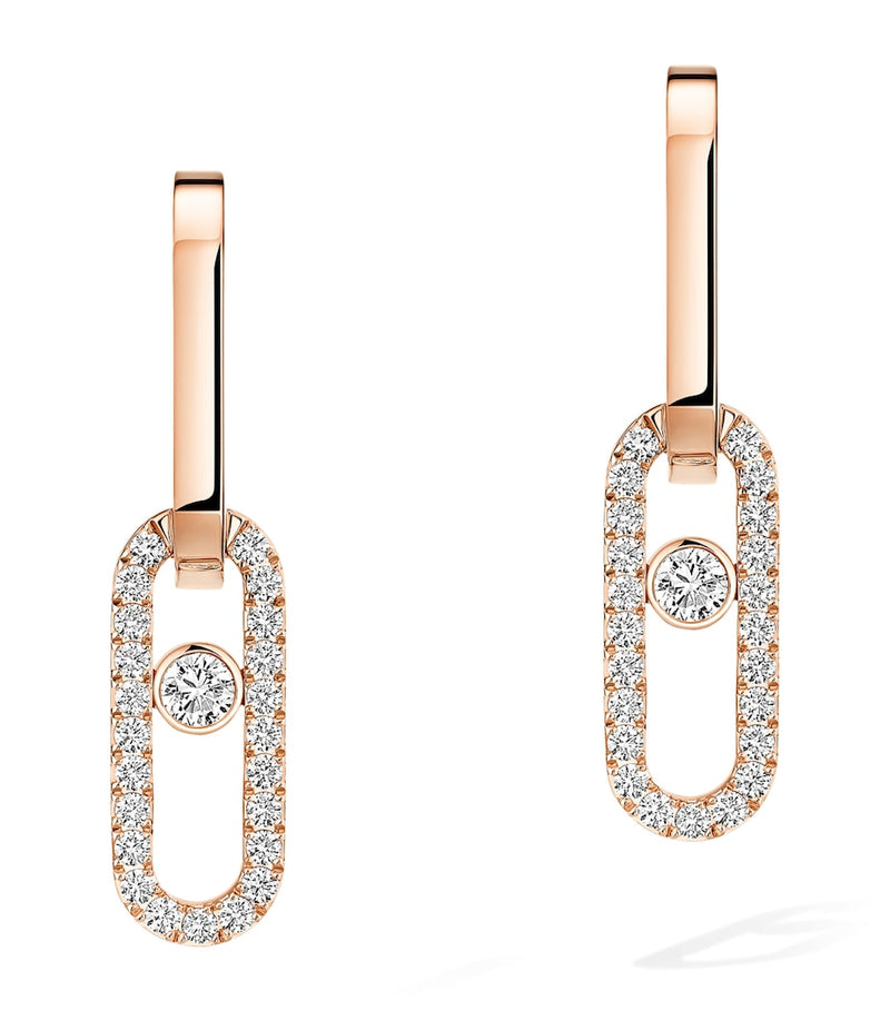 Messika pink gold diamond drop earrings 0.85ct, imported from the UK