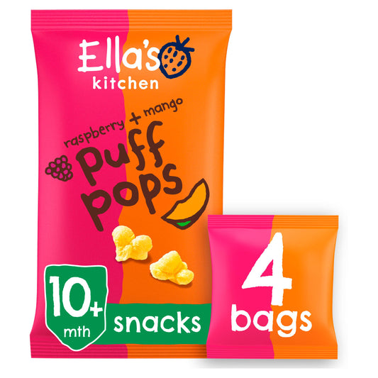 Ella's Kitchen Organic Raspberry & Mango Puff Pops Multipack Baby Snack 10+ Months 4x9g GOODS Sainsburys   