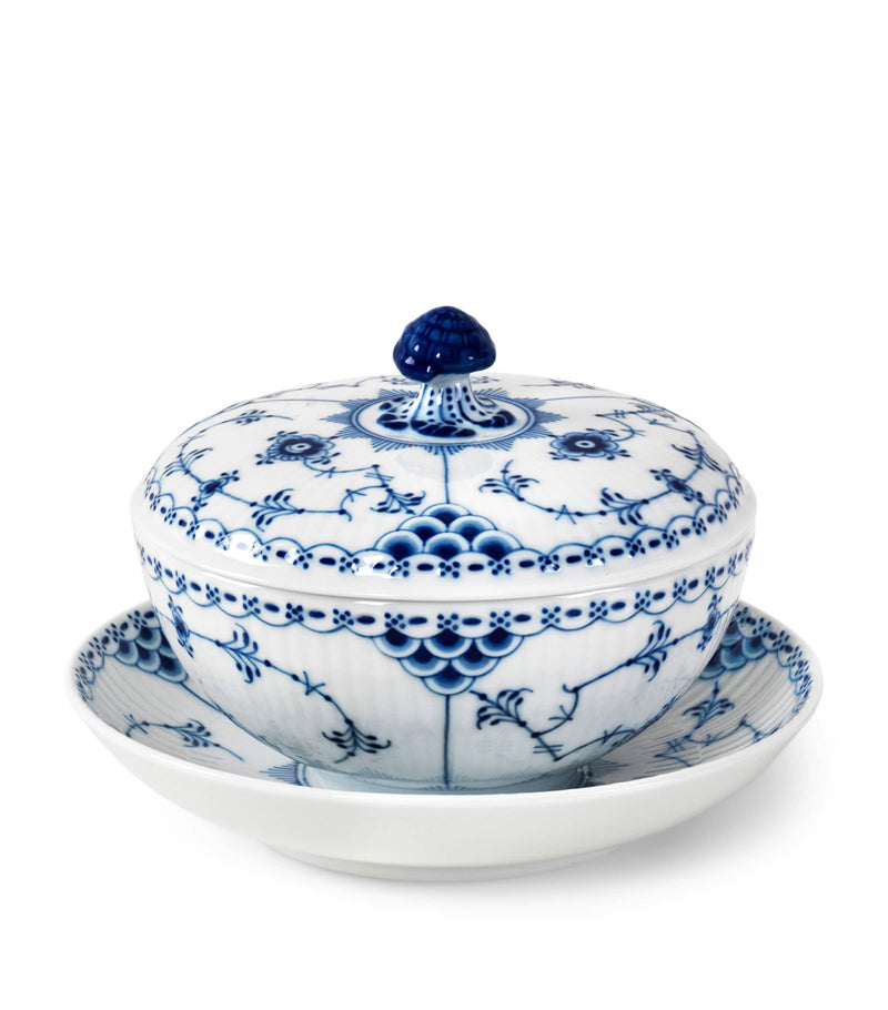 Royal Copenhagen porcelain bowl set blue fluted 300ml, imported from the UK