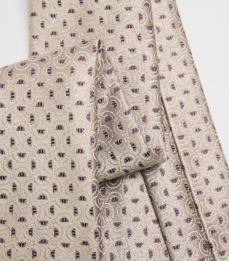 Emporio Armani silk tie geometric jacquard pattern 8cm (British brand)