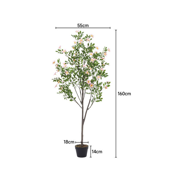 Livingandhome artificial frangipani tree 160cm pink flower, UK version