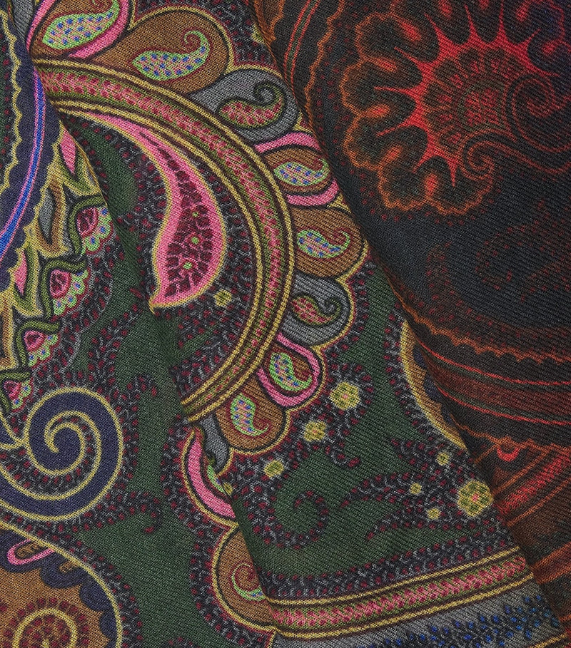 Etro Paisley Aida Shawl geometric pattern fringed edges (British brand)