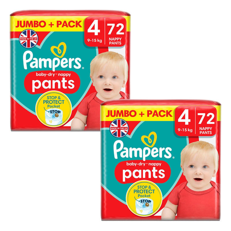 Pampers Baby Dry Pants Size 4 2 x 72 Pack, imported from the UK