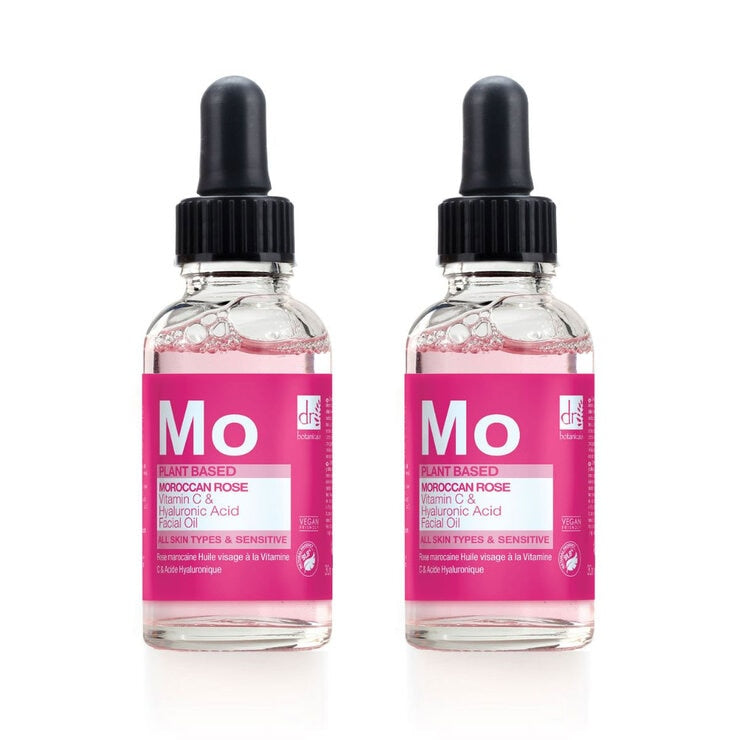 Dr Botanicals Moroccan Rose Superfood Facial Oil 2 x 30ml, imported from the UK