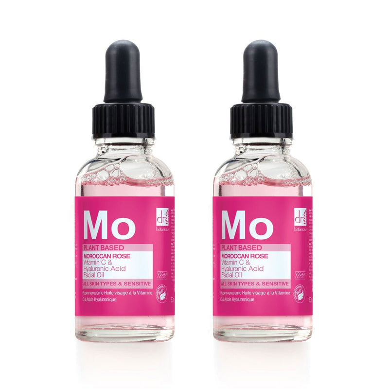 Dr Botanicals Moroccan Rose Superfood Facial Oil 2 x 30ml, imported from the UK