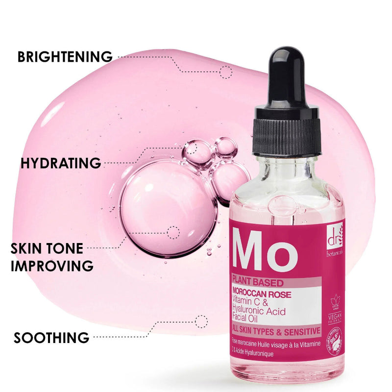 Dr Botanicals Moroccan Rose Superfood Facial Oil 2 x 30ml, imported from the UK