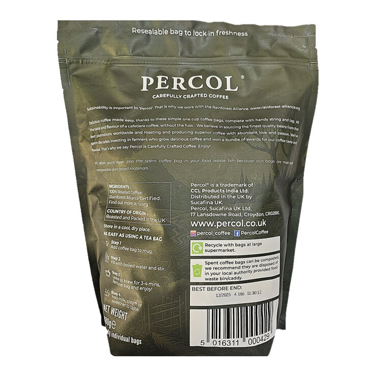 Percol Americano coffee bags 60 x 8g, imported from the UK