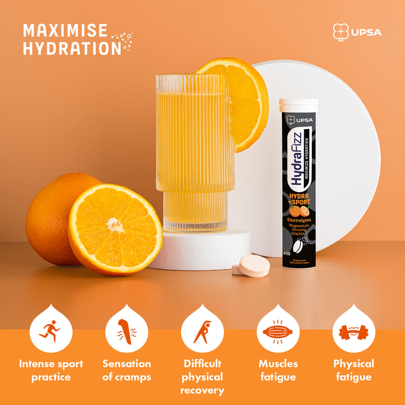 Hydrafizz effervescent supplement orange flavoured, UK version