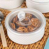 Signature Housewares stoneware bowls with lids 6-pack in white and blue (British brand)