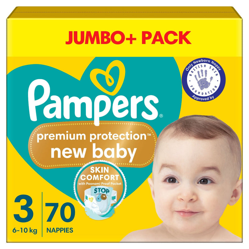 Pampers Premium Protect nappies size 3 70 pack, imported from the UK