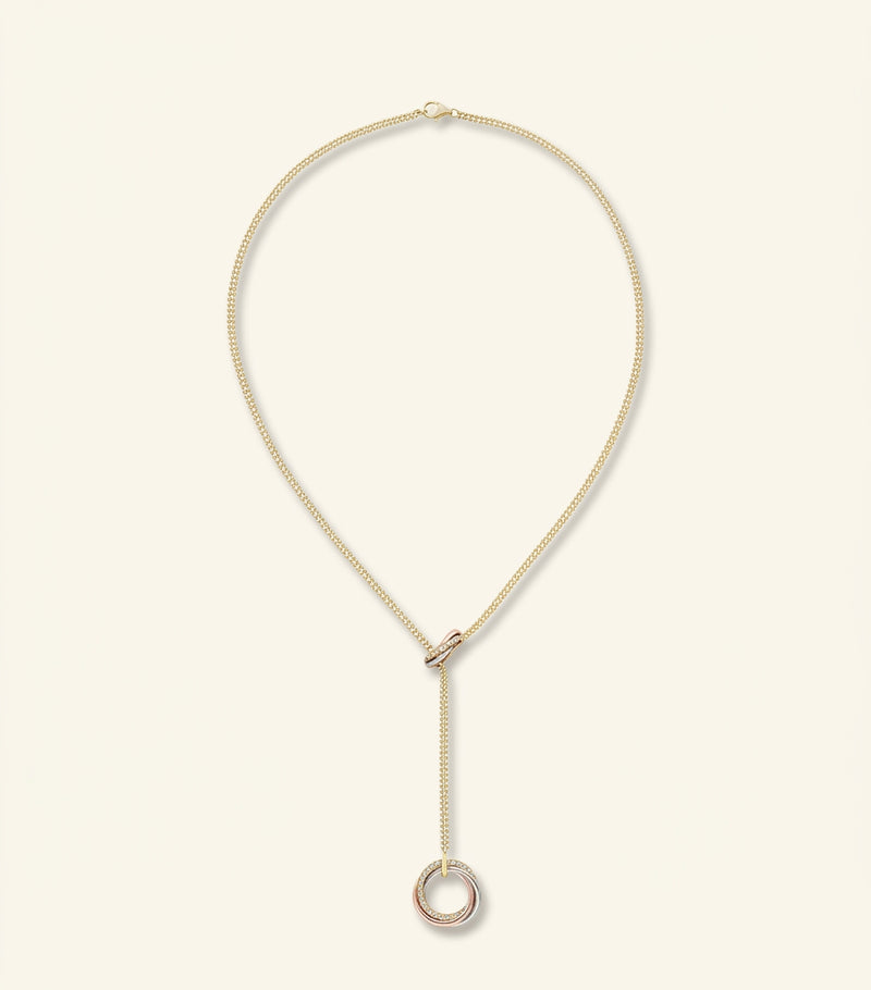 Cartier Trinity mixed gold diamond necklace 18kt, imported from the UK