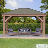 Yardistry 12 x 16ft (3.7 x 4.9m) Wooden Gazebo with Peaked Aluminium Roof - McGrocer