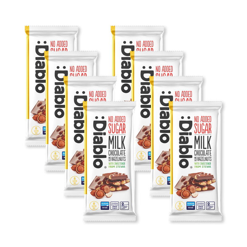 Diablo milk chocolate hazelnuts 75g pack of 8, UK version