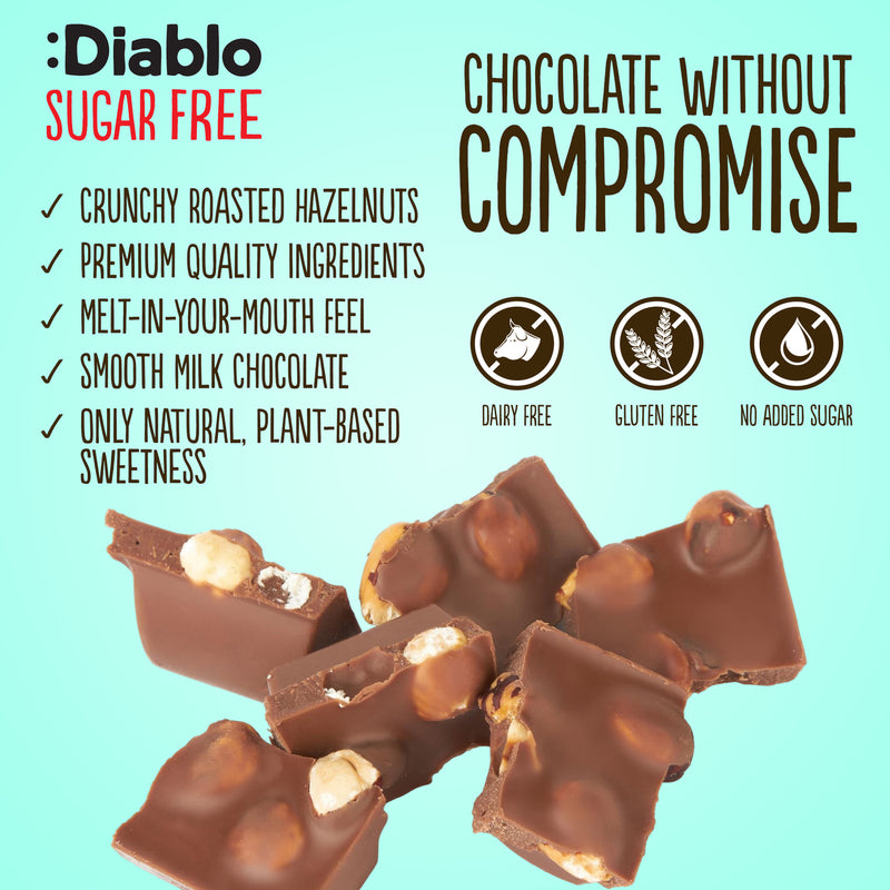Diablo milk chocolate hazelnuts 75g pack of 8, UK version