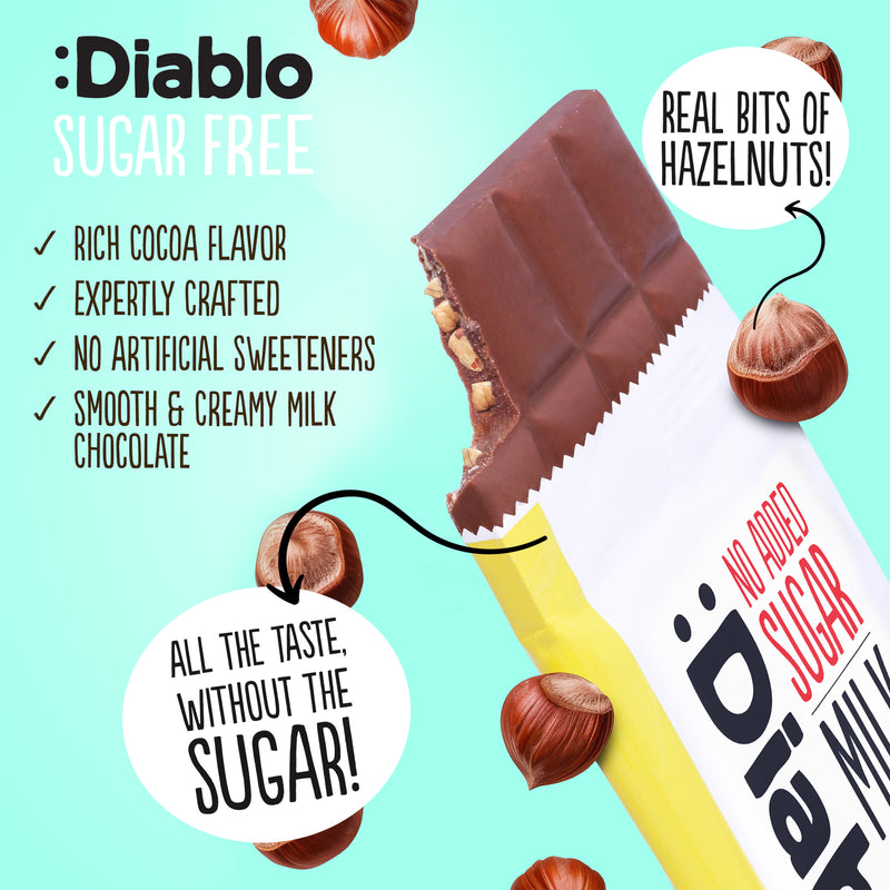 Diablo milk chocolate hazelnuts 75g pack of 8, UK version