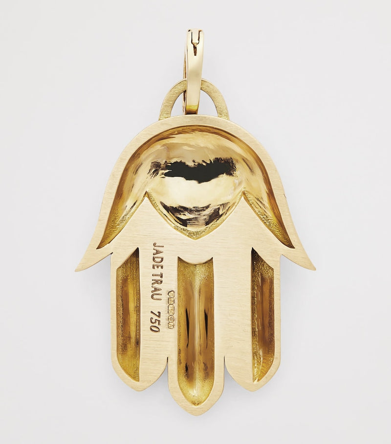 Jade Trau Hamsa charm yellow gold diamond, imported from the UK