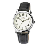 Limit men's glow dial watch with black faux leather strap - British product