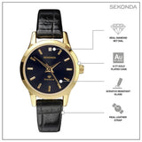 Sekonda ladies diamond black strap watch, UK version