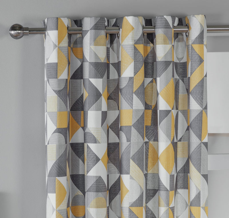 Habitat Geometric Eyelet Curtains in Natural 168x183cm, UK version