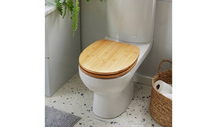 Argos Home bamboo toilet seat with soft close hinges - British product
