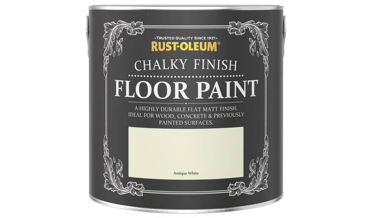 دهانات الأرضيات المطفي Rust-Oleum Chalky باللون الأبيض العتيق 2.5 لتر، النسخة البريطانية