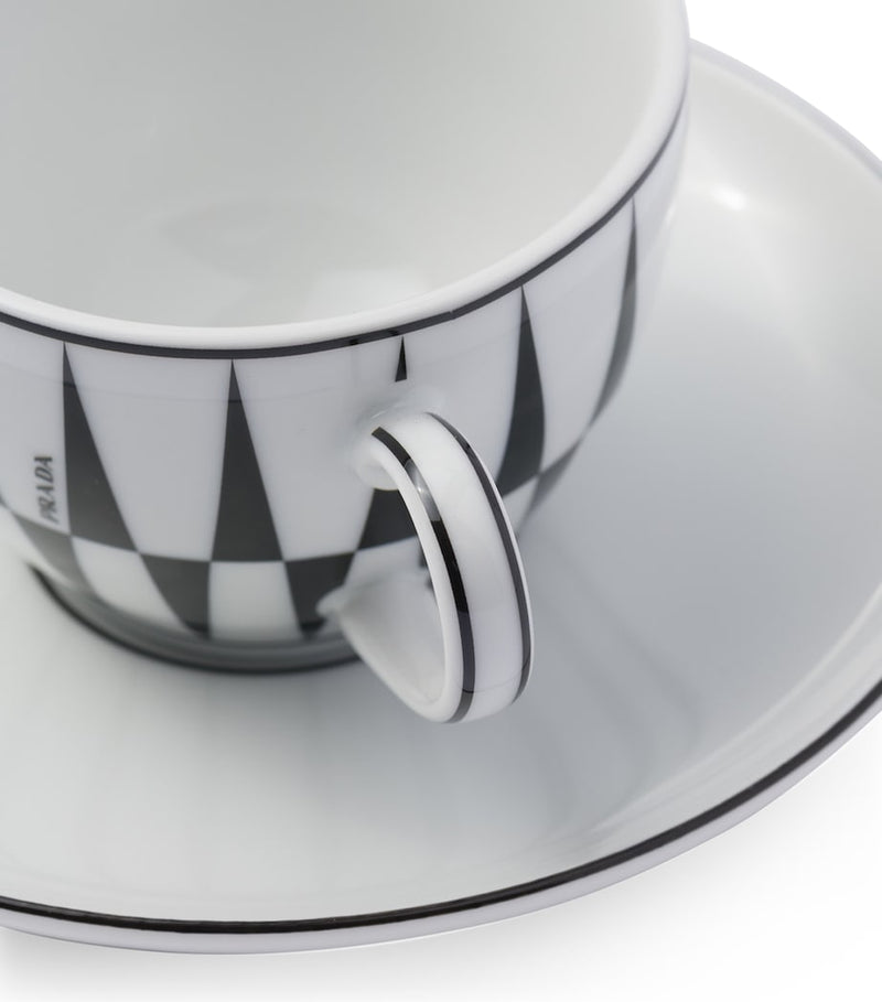 Prada Stripes coffee cup and saucer set, imported from the UK, 4 pieces