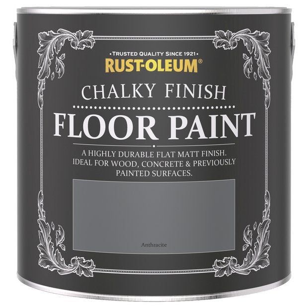Rust-Oleum Chalky Floor Matt Paint Anthracite 2.5L, imported from the UK