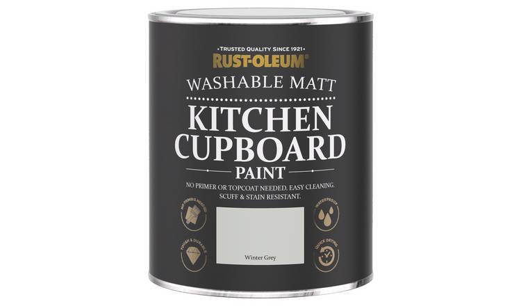 Rust-Oleum Kitchen Cupboard Matt Paint Winter Grey 750ml, imported from the UK